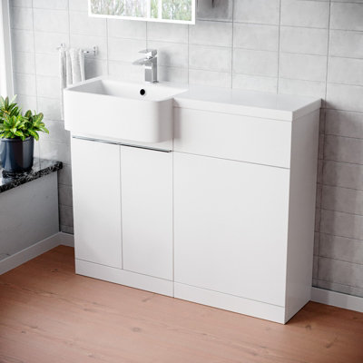 Nes Home 1000Mm Left Hand Freestanding Cabinet With Basin & Wc Unit White