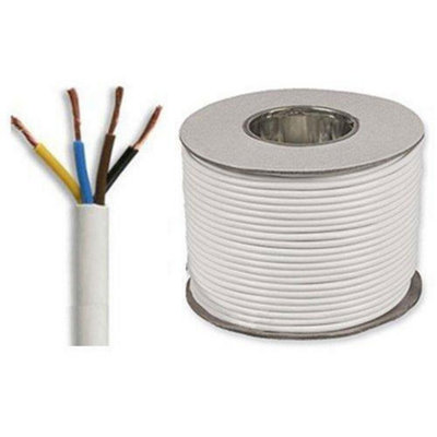 3184Y 1.0mm White 4 Core Round Flexible Cable, 10 Amps, 50m