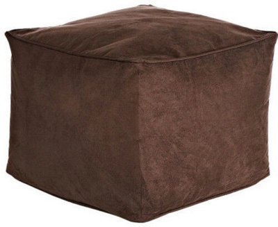  - Just So Home  Footstool Faux Suede Cube Pouffe Footrest (Brown)