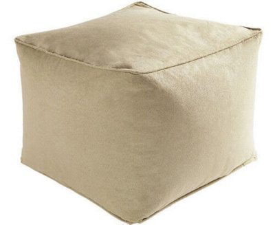  - Just So Home Footstool Faux Suede Cube Pouffe Footrest  (Sand)