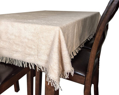 Just So Home Chenille 100% Cotton Fringed Decorative Traditional Tablecloth Non Iron (137Cm SquareCaramel) from B&Q