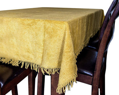 Just So Home Chenille 100% Cotton Fringed Decorative Traditional Tablecloth Non Iron (137Cm Round Gold) from B&Q