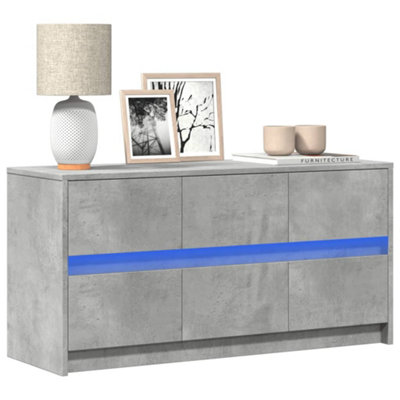 Berkfield Tv Cabinet With Led Concrete 100X34x50 Cm Engineered Wood Grey