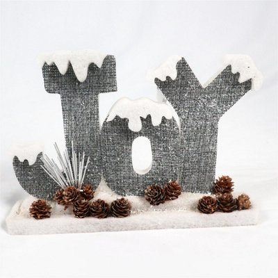 31Cm Christmas Joy Letter Sign Glitter Foam Snow Covered Finish Table Decoration Centerpiece Holiday, Grey, 33 x 5 x 21cm Price Comparisons | Compare The Build