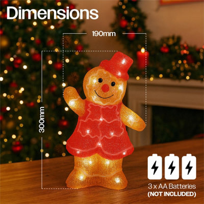 31cm Gingerbread Lady LED Decoration - 30 Warm White LEDs, 30cm Cable ...