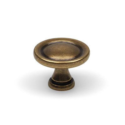 31mm Antique Brass Cabinet Knob Round Gold Kitchen Furniture Bedroom Bathroom Upcycle