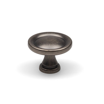 31mm Antique Pewter Cabinet Knob Grey Kitchen Cupboard Door Drawer Round Pull Wardrobe Furniture Replacement Upcycle