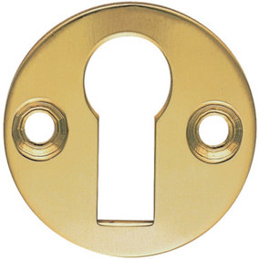 31mm Keyhole Profile Round Escutcheon 18mm Fixing Centres Polished Brass