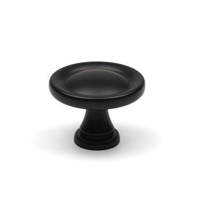 31mm Matt Black Cabinet Knob Round Kitchen Furniture Bedroom Bathroom Upcycle Replace