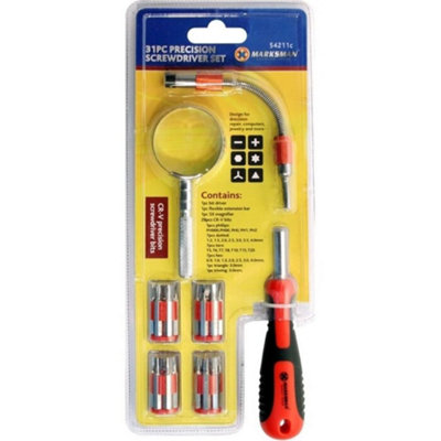 31pc Precision Screwdriver Set Magnifying Glass Repair Mobile Computers Kit