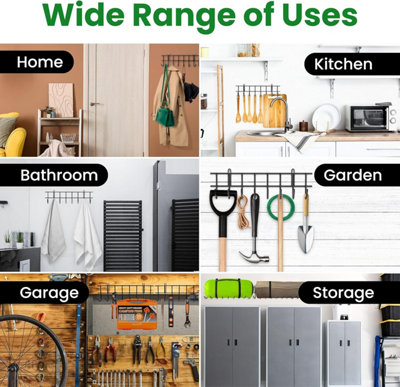 32 Hook Tool & Garden Storage Rack Shed & Garage Wall Hanging , Black