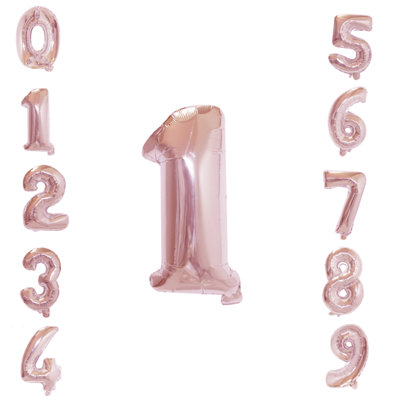 32 Inch Self-Inflating Foil Balloons 1 Number Balloons for Birthdays ...