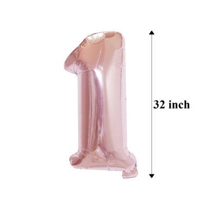 32 Inch Self-Inflating Foil Balloons 1 Number Balloons for Birthdays ...