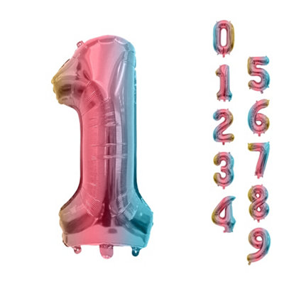 32 Inch Self-Inflating Foil Balloons 1 Number Balloons for Birthdays ...