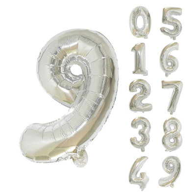 32 Inch Self-Inflating Foil Balloons 9 Number Balloons for Birthdays ...
