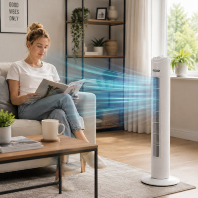 32 Inch Tower Fan Oscillating Slim Electric Standing Floor Cooling Fan ...