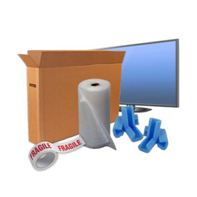 32 Inch TV Removal Cardboard Moving Double Wall Box Basic Protection Kit