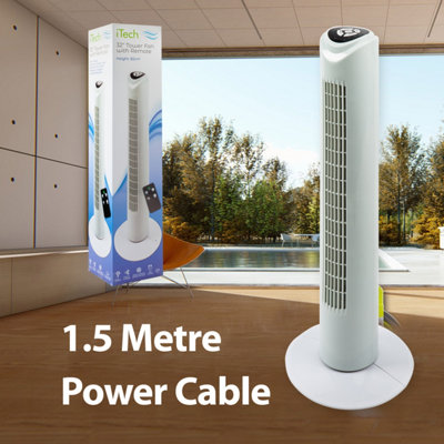 32 Inch White Tower Fan Floor Standing With Remote Control