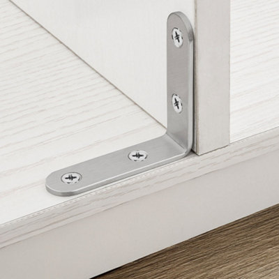 32 Pcs L Brackets Corner Brack Stainless Steel 90 Degree Lshaped Brackets for Furniture Fixation