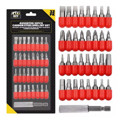 32 Piece Electric Drill Bit Set Screwdriver Phillips Flat Torx Hex and Rod