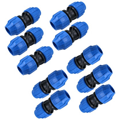 32 x 32mm MDPE Straight Pipe Compression Fitting Coupling Connector 10PK