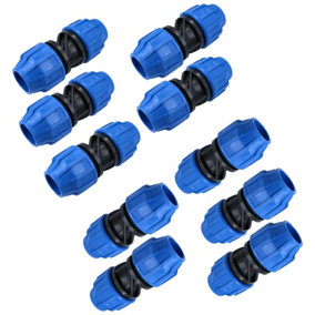 32 x 32mm MDPE Straight Pipe Compression Fitting Coupling Connector 10PK