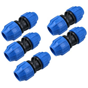 32 x 32mm MDPE Straight Pipe Compression Fitting Coupling Connector 5PK