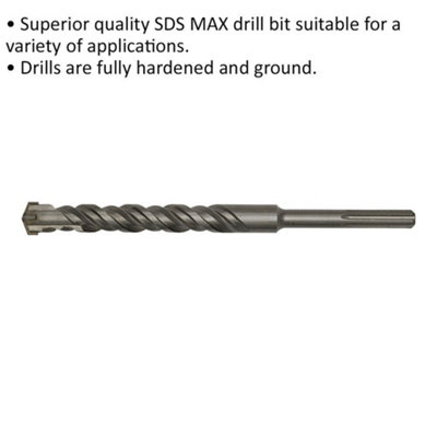 32 x 370mm SDS Max Drill Bit - Fully Hardened & Ground - Masonry Drilling