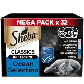 32 x 85g Sheba Classics Cat Trays Ocean Collection in Terrine