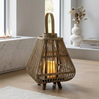Garden Greatness Small Bamboo Led Lantern Woven from B&Q