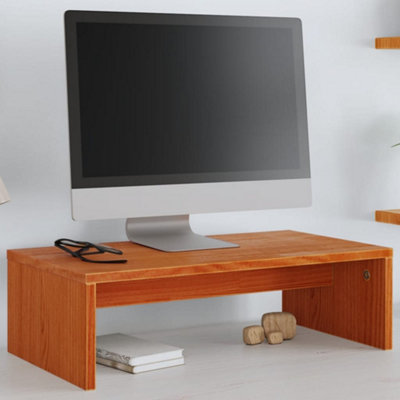 Berkfield Brown Monitor Stand Wax 50X27x15 Cm Solid Wood Pine