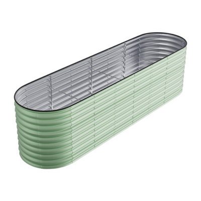 320cm W Light Green Oval-Shaped Galvanized Steel Raised Garden Bed Outdoor Use Only