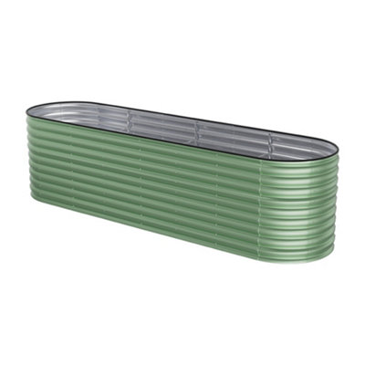 320cm W Light Green Oval-Shaped Galvanized Steel Raised Garden Bed Outdoor Use Only - 3