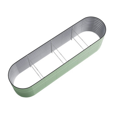 320cm W Light Green Oval-Shaped Galvanized Steel Raised Garden Bed Outdoor Use Only - 5