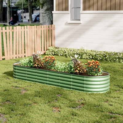 320cm W x 80cm D Raised Garden Bed Kit Oval Shaped Galvanized