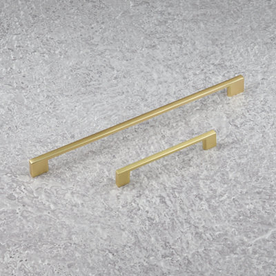 320mm Brushed Brass Cabinet Handle Thin Square Gold Cupboard Door Drawer Pull Wardrobe Furniture Replacement Upcycle