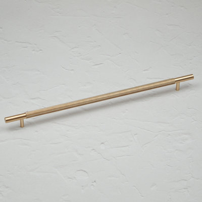 320mm Gold Brass Knurled Cabinet Handle Textured Cupboard Door Drawer T-Bar Pull Wardrobe Furniture Replacement Upcycle