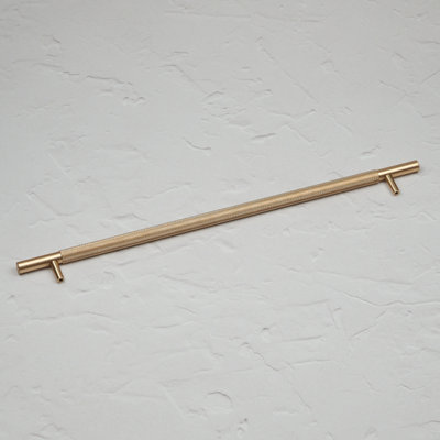 320mm Gold Brass Knurled Cabinet Handle Textured Cupboard Door Drawer T-Bar Pull Wardrobe Furniture Replacement Upcycle