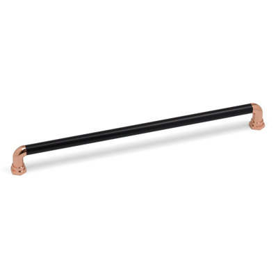 320mm Rose Gold Copper & Gloss Black Cabinet Handle Industrial Pipe