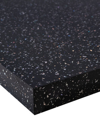 B&Q - Strass Noir Black Sparkle  Square Edge Worktop 3000 X 600 X 40mm