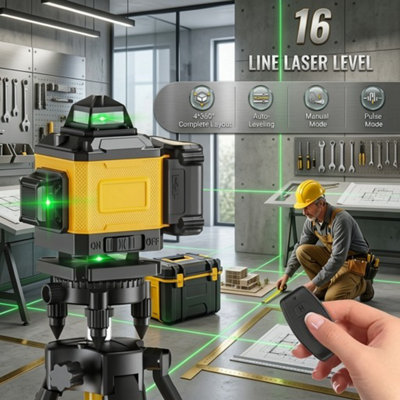 4D Laser LevelGreen Beam Self Leveling Measuring Tool With 1M Tripod from B&Q