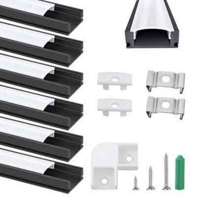 6X 1M Black U-Shape Led Aluminium Channel Profile Track With Diffuser Cover For Led Strip Lights from B&Q