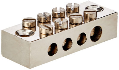 Pro elec 4 Way Earth Terminal Block Nickel Plated Brass from B&Q