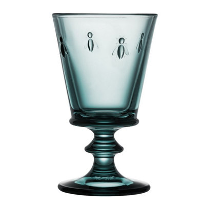 Wine Glass: 1 X 24Cl La Rochere Bee Blue Stemmed Wine GlassGlass from B&Q