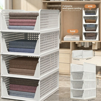 Wardrobe Storage Organiser Plastic Stackable Clothes Storage Boxes Drawer Organiser4 Pack from B&Q