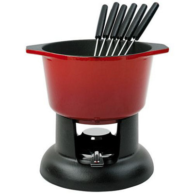 Chasseur Cast Iron Chilli Red Fondue Set from B&Q