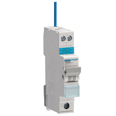 Hager Rcbo 1P 6Ka B-6A 30Ma Type A 1MAda306G1 from B&Q