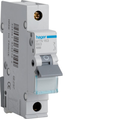 Hager Mtn163 Mcb Sp Type B 63A 6Ka from B&Q