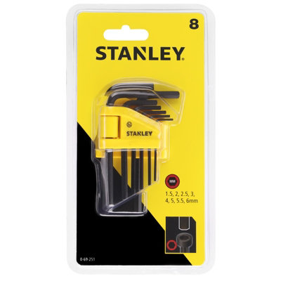 Stanley Hex Key Allen Key Set 8 Piece Metric 1.5-6Mm Sta069251 0-69-251