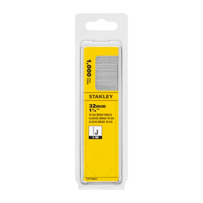 Stanley 18 Gauge Galvanised Straight Collated Brads (L)32mmPack Of 1000 from B&Q